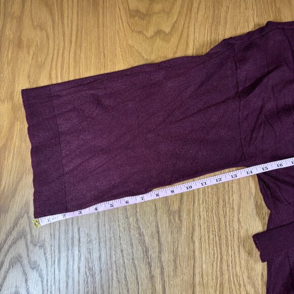 Max Studio Tie Front Knit Top Burgundy Bell Sleeve Soft Lightweight – Size S - Picture 8 of 8